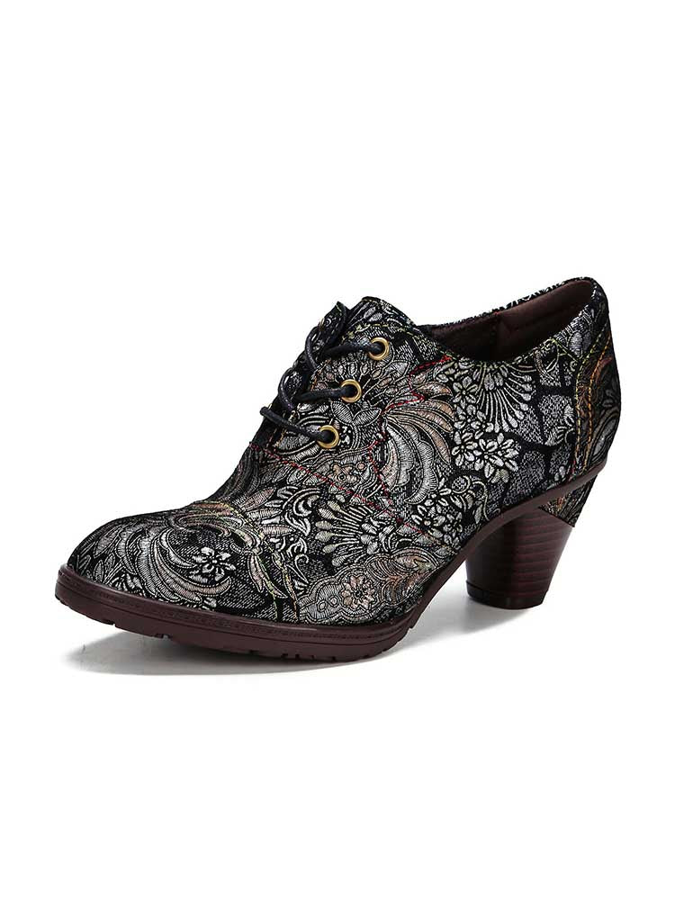 Retro Embroidered Leather Shoes Colorstepshoes