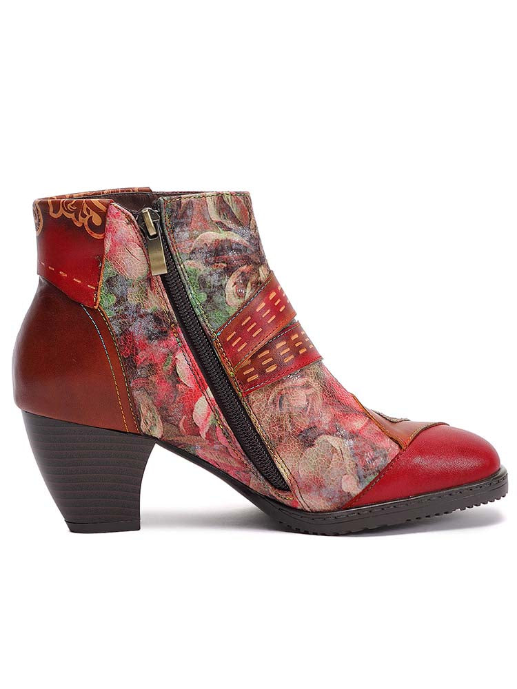 Annika Flower Handmade Leather Ankle Boots