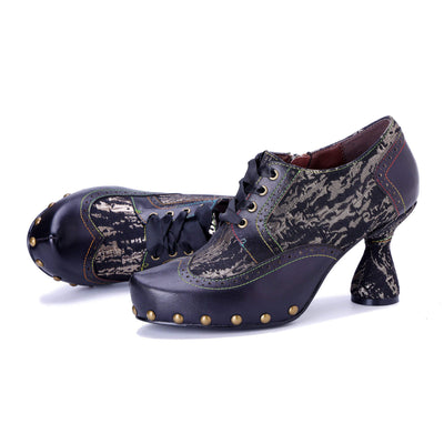 Colorstepshoes Retro Handmade Leather  Pumps