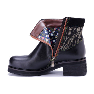 Coloestepshoes Embroidered Elegance Ankle Boots