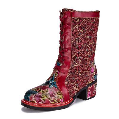 Handmade Leather Embroidered Comfy Boots