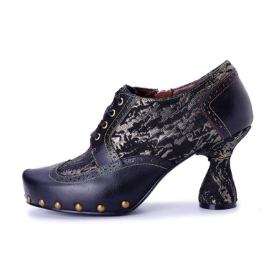 Colorstepshoes Retro Handmade Leather  Pumps