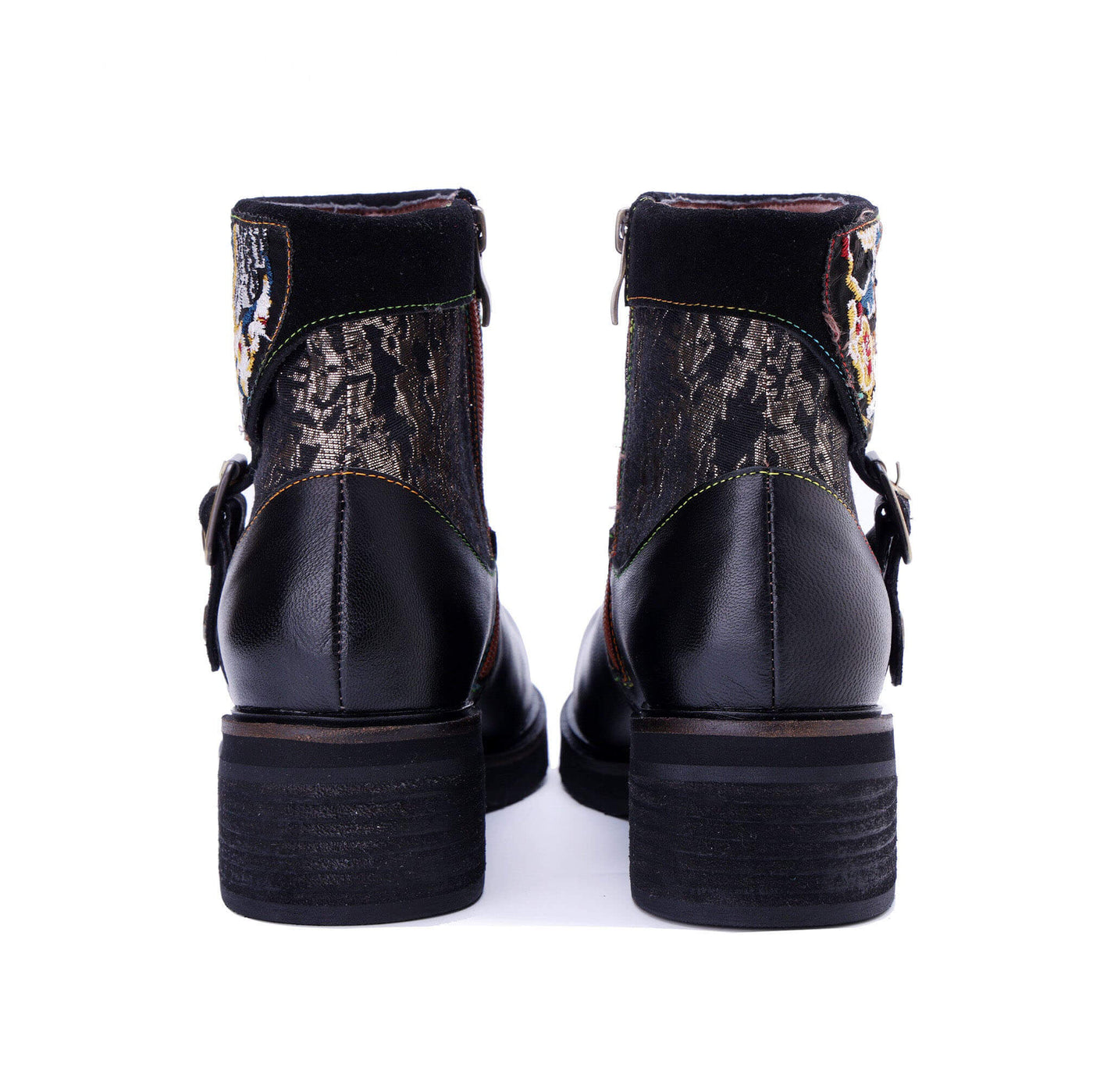Coloestepshoes Embroidered Elegance Ankle Boots