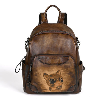 Cowhide Leather retro large-capacity handmade Backpack