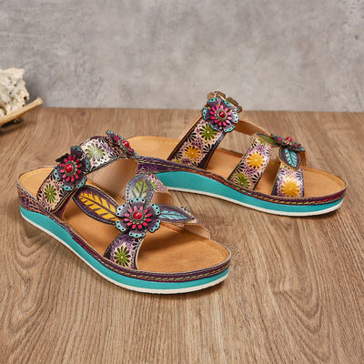 Hand Printed Leather Sandals