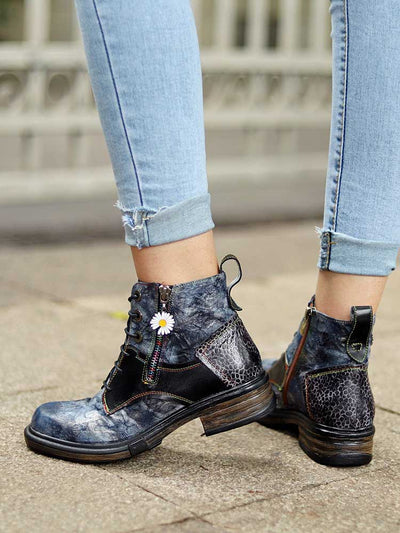 Genuine Leather Vintage Ankle Boots