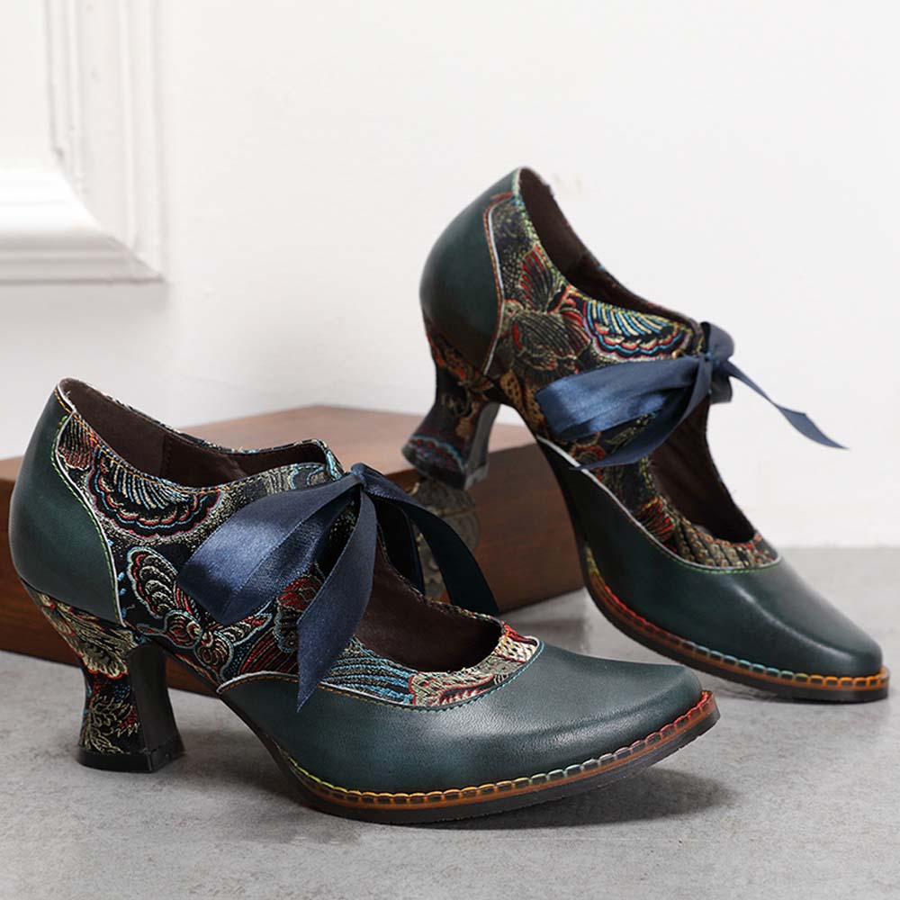 Women's Handmade Leather Shoes Bohemian Vintage Heels