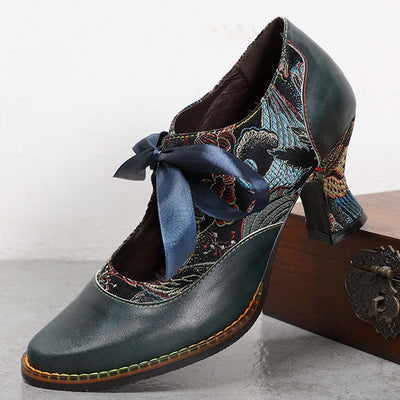 Women's Handmade Leather Shoes Bohemian Vintage Heels