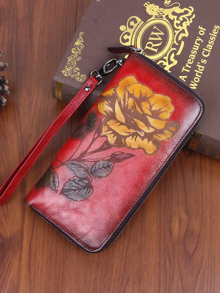 Porte-cartes portefeuille à grande pochette rose unique