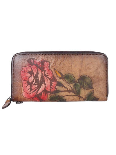 Single Rose Large Clutch Wallet Card Holder