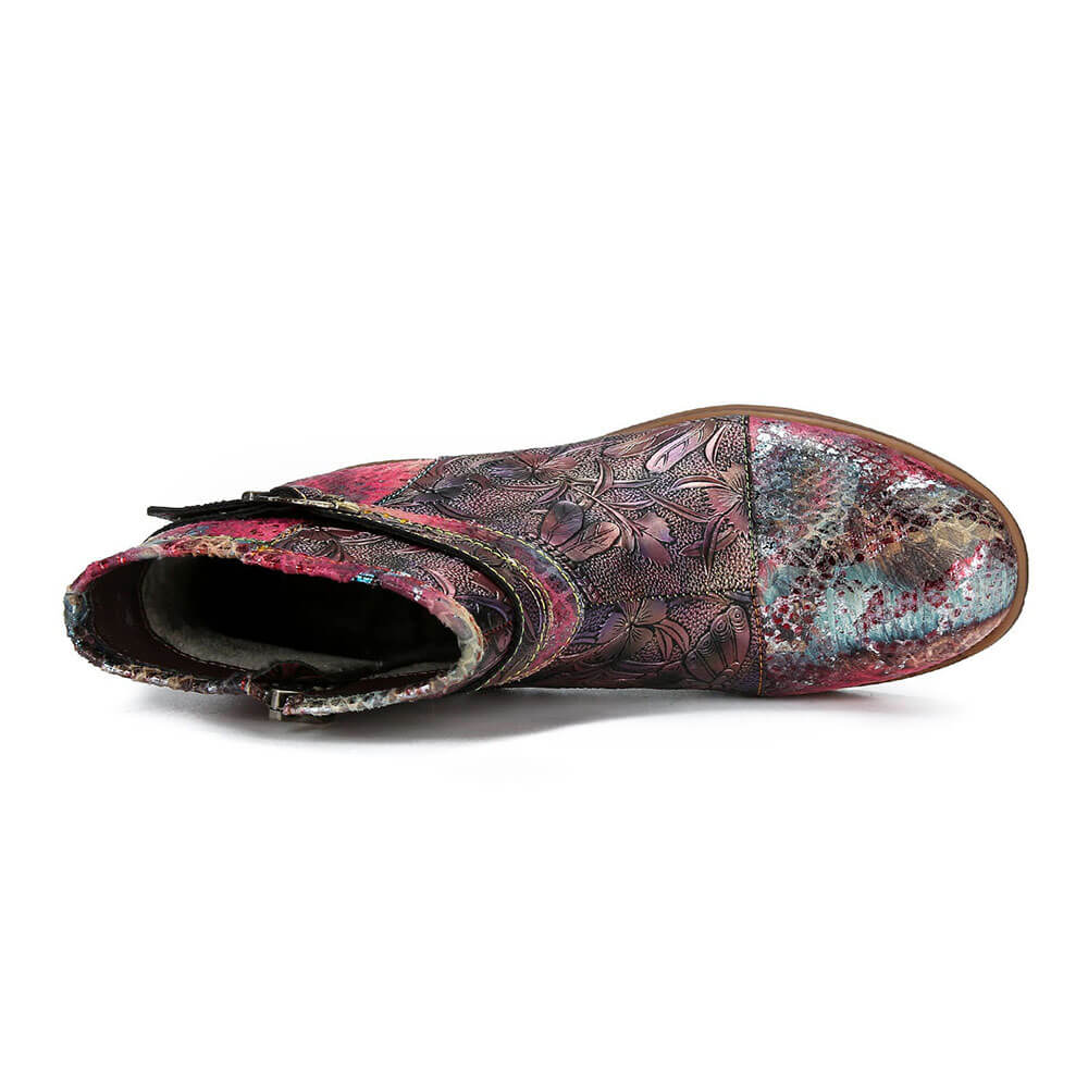 Vintage Handmade Embossed Dragonfly Flat Shoes