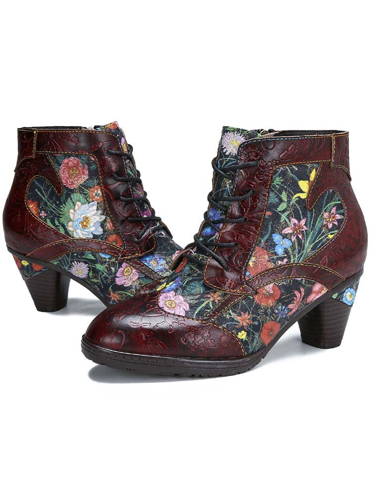 Tatiana Retro Patchwork Ankle Boots