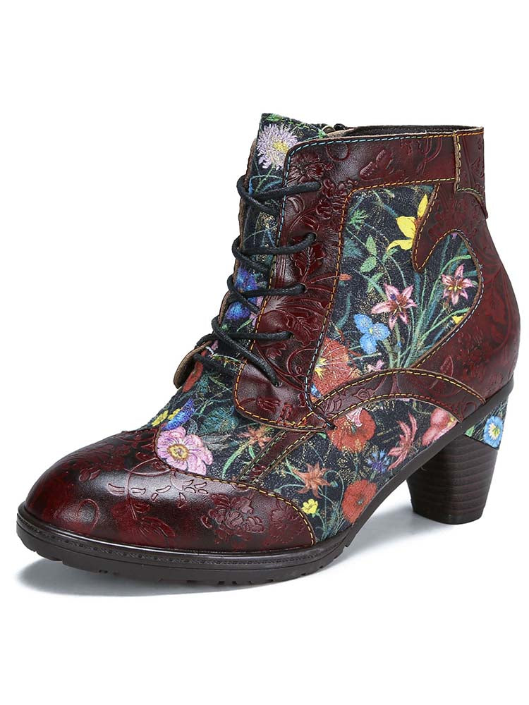 Tatiana Retro Patchwork Ankle Boots