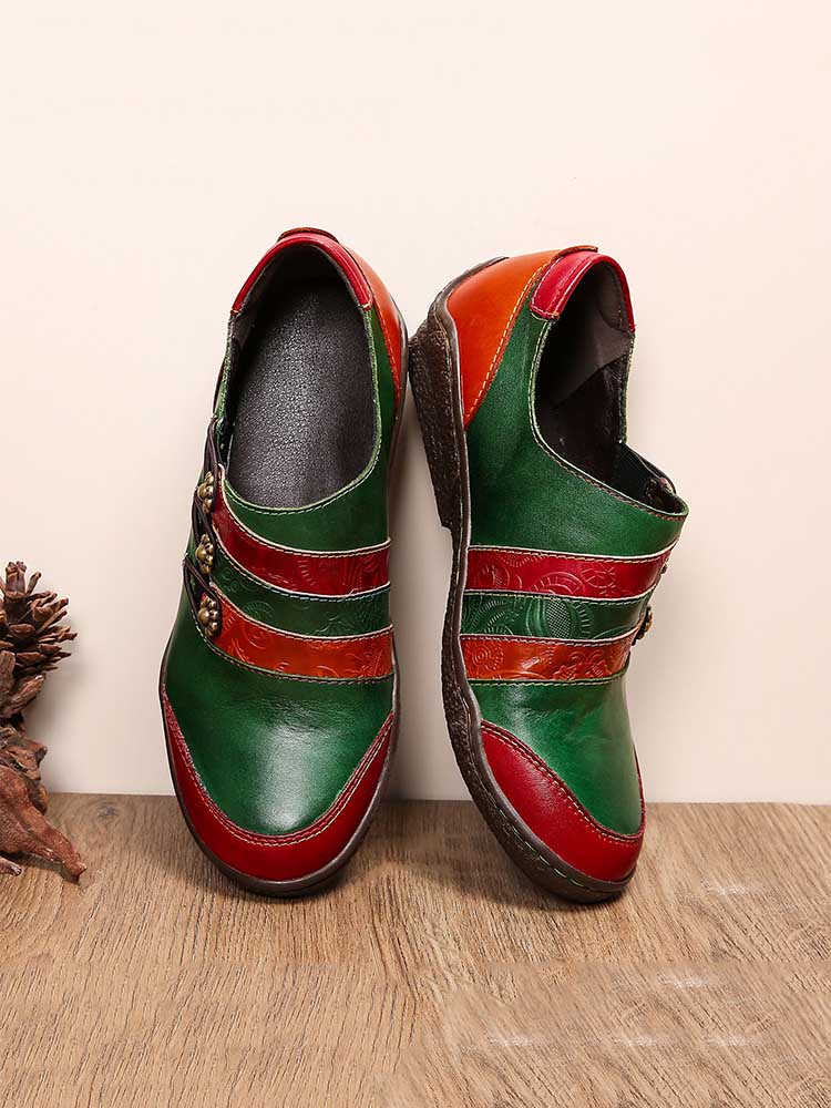 Addilynn Retro Handmade Leather Flat Shoes