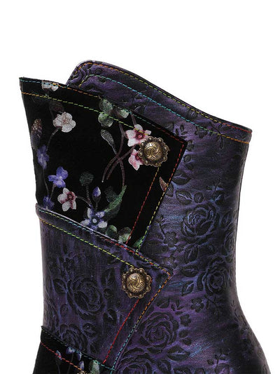 Genuine Leather Floral Handmade Boots