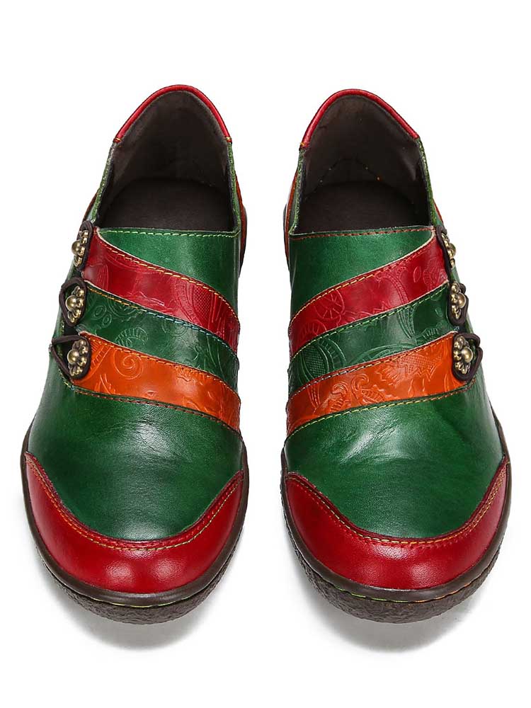 Addilynn Addilynn Retro Handmade Leather Flat Shoes – Colorstepshoes