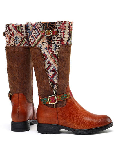 Geometric Patterns Embroidered Handmade Retro Boots