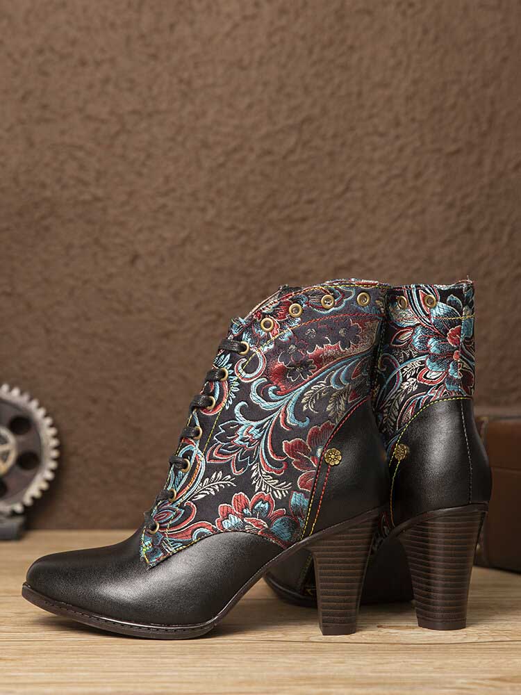 Deborah Vintage Genuine Leather Ankle Boots