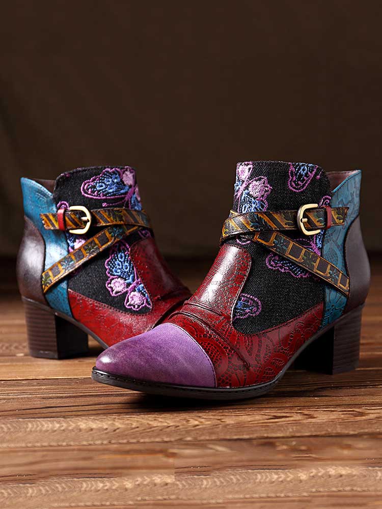Handmade Retro Leather Ankle Boots
