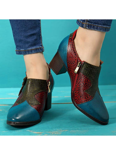Retro Flower Leather Shoes