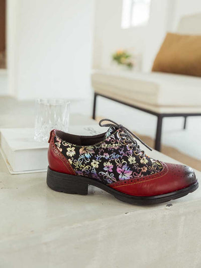 Karter Flower Handmade Brogue Flat Shoes