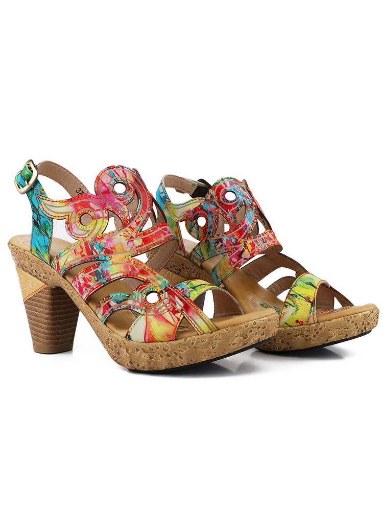 Julissa Genuine Leather Hand-painted Sandals