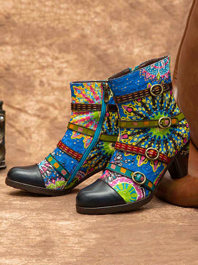Firework Embroidered Buckle Boots