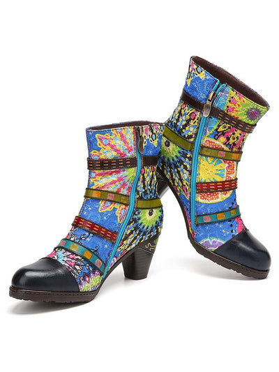 Firework Embroidered Buckle Boots