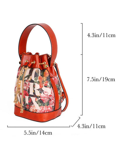 Retro Casual Simple Leather Colorful Bucket Bag