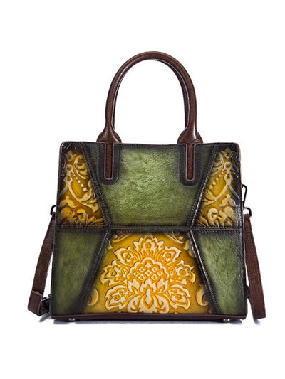 Retro Embossed Hand Rubbed Patchwork Fashion Handbag