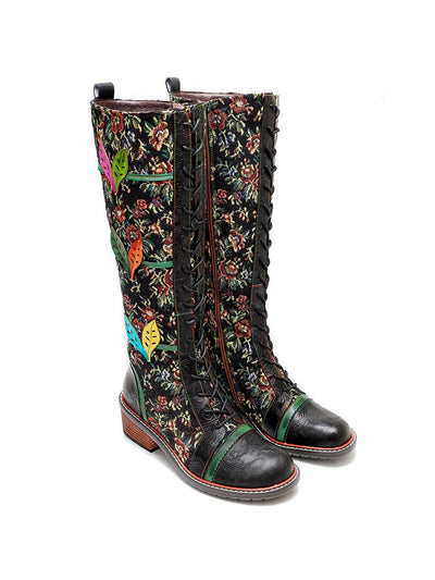 Vintage Handmade Stunning Floral Boots