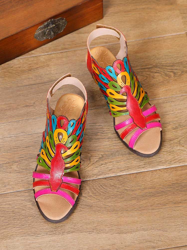 Paloma Peacock Leather Sandals