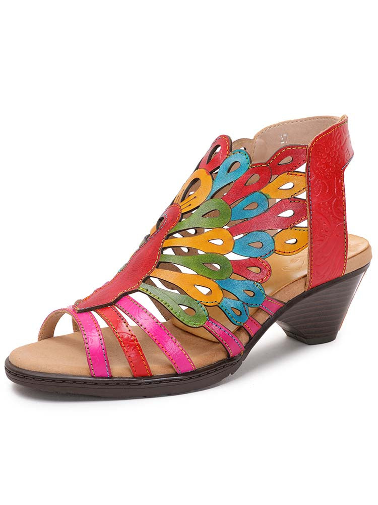 Paloma Peacock Leather Sandals