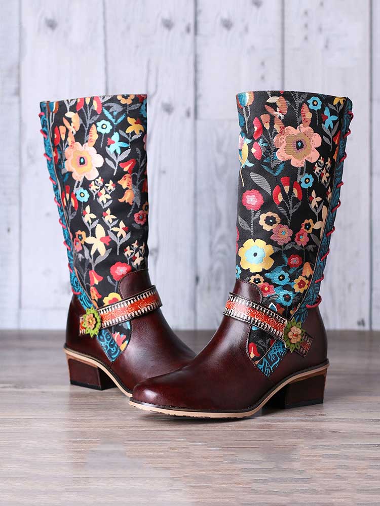 Casual Retro Leather Boots High Tube Boots