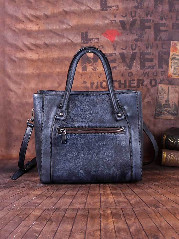 Vintage Casual Simple Leather Embossed Handbag