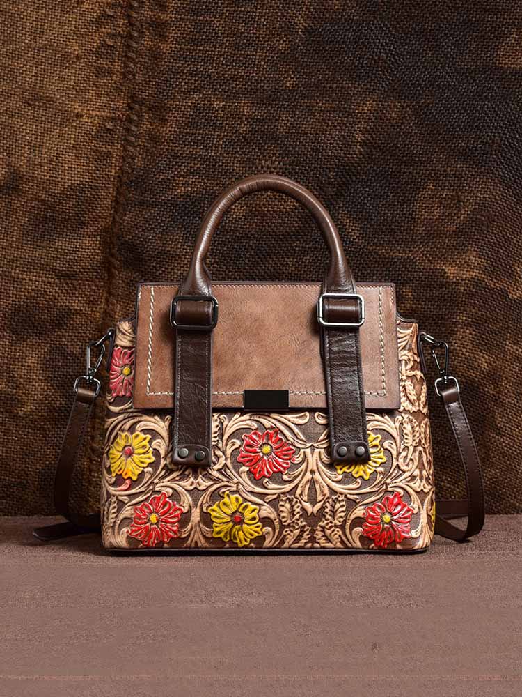 Classy Retro Floral Handstitched Crossbody