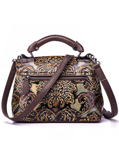 Vintage Handmade Leather Embossed Handbag