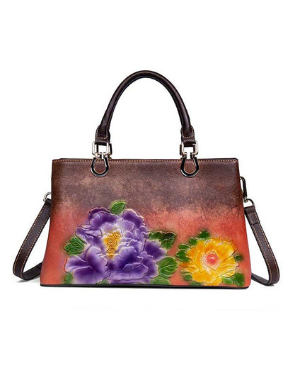 Women Genuine Leather Bag Vintage Embossed Luxury Handbag Large Capacity Shoulder Bags