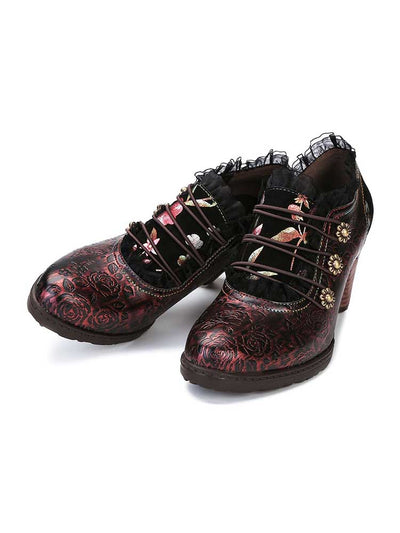 Retro Handmade Lace Classic Shoes