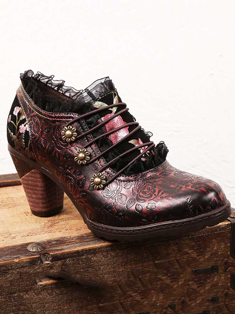 Retro Handmade Lace Classic Shoes