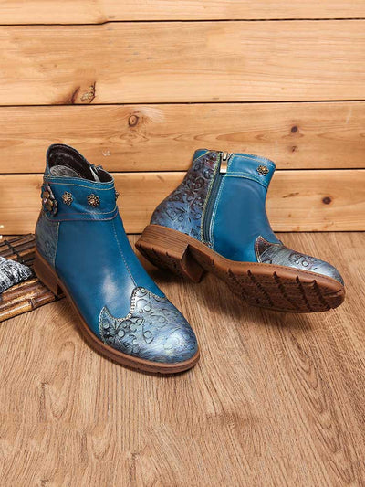 Taytum Genuine Leather Painted Ankle Boots