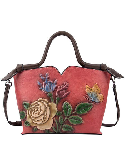 Rose & Butterfly Leather Tote