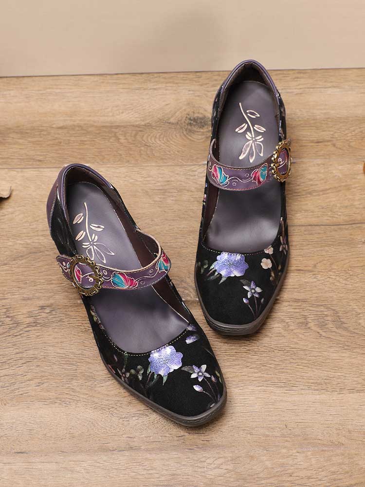 Alisson Handmade Floral Leather Shoes
