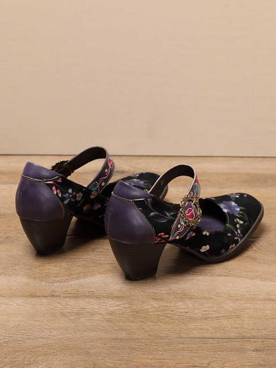 Alisson Handmade Floral Leather Shoes