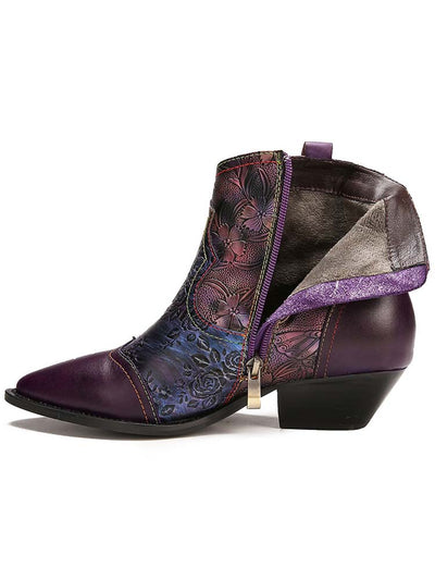 Emberlynn Embossed Dragonfly Ankle Boots