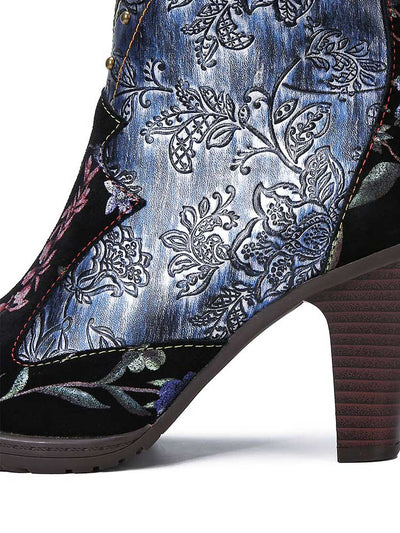 Ainhoa Hand Painted Leather High Heel Boots