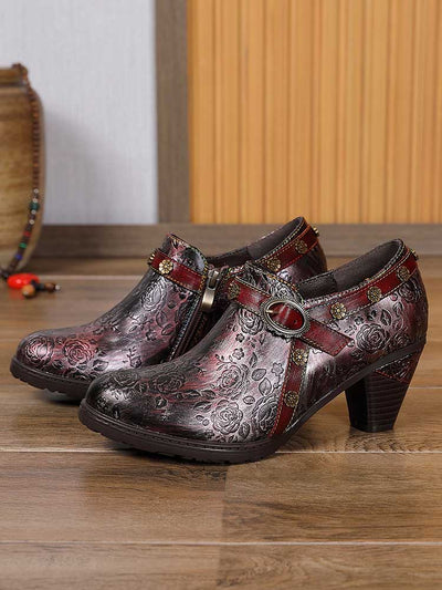 Chaussures gaufrées à fleurs rétro Adalee 
