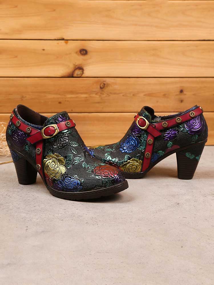 Chaussures pour femmes imprimer en cuir véritable à la main concis loisirs dames chaussures