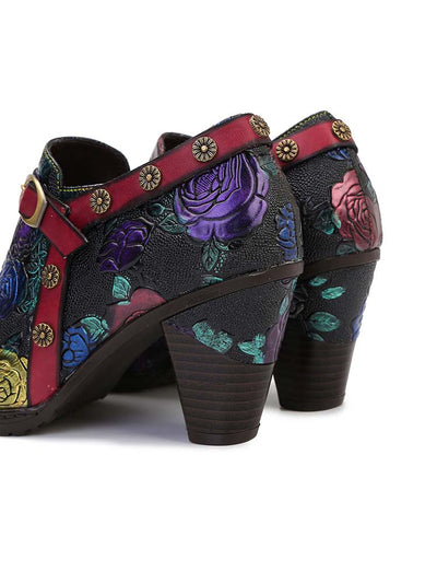 Chaussures pour femmes imprimer en cuir véritable à la main concis loisirs dames chaussures