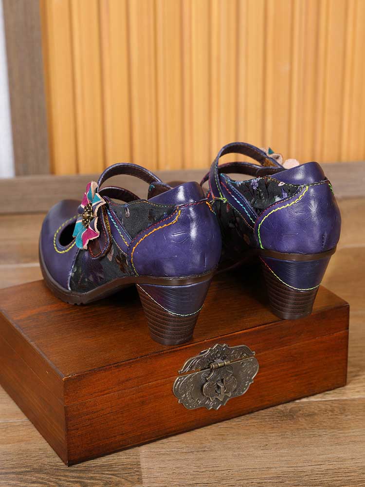 Chaussures en cuir gaufré à la main Veda
